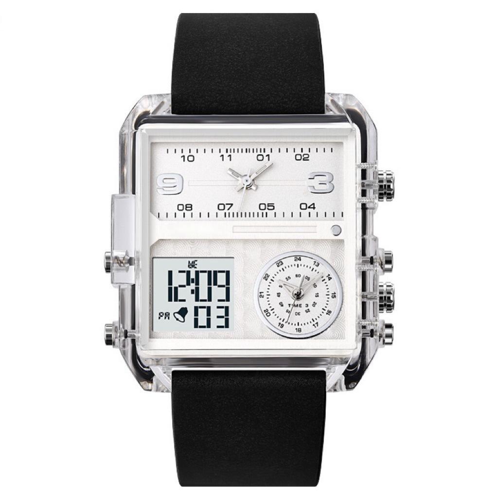 Fashion Trendy Cool Three-Hour Display Watch, Multi-Functional Green And Versatile Large Market Electronic Watch