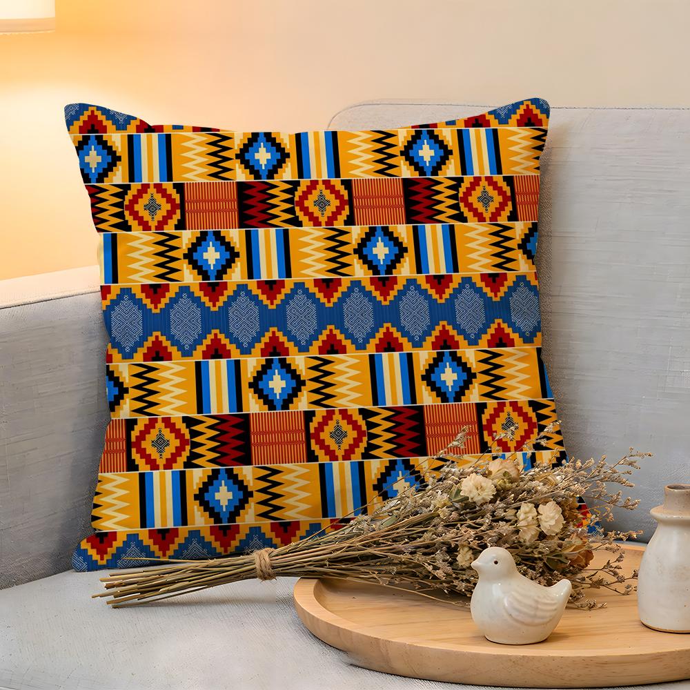 The Republic Of Ghana Kente Cloth Cushion Cover Linen SkinFriendly Soft Decorative Case For Sofa Home Decor Pillow Cover 30x30cm