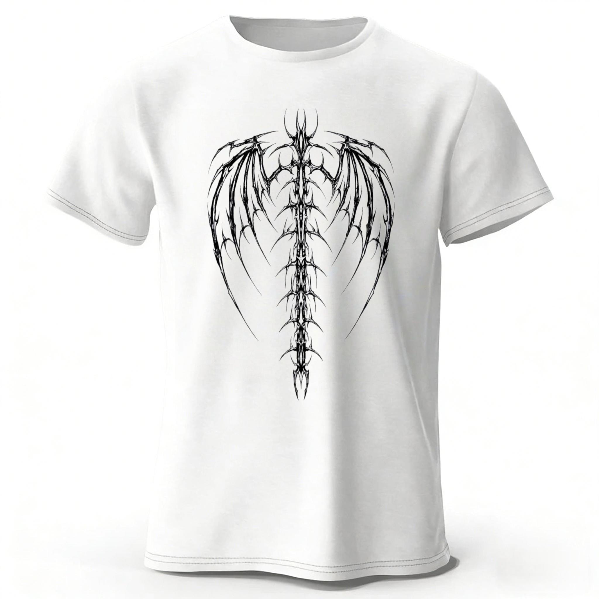 

New Dark Devil Spine Print Pure Cotton Short Sleeved Menswomens Loose Soft and Comfortable Tshirt for Street Fashion Top 4XL