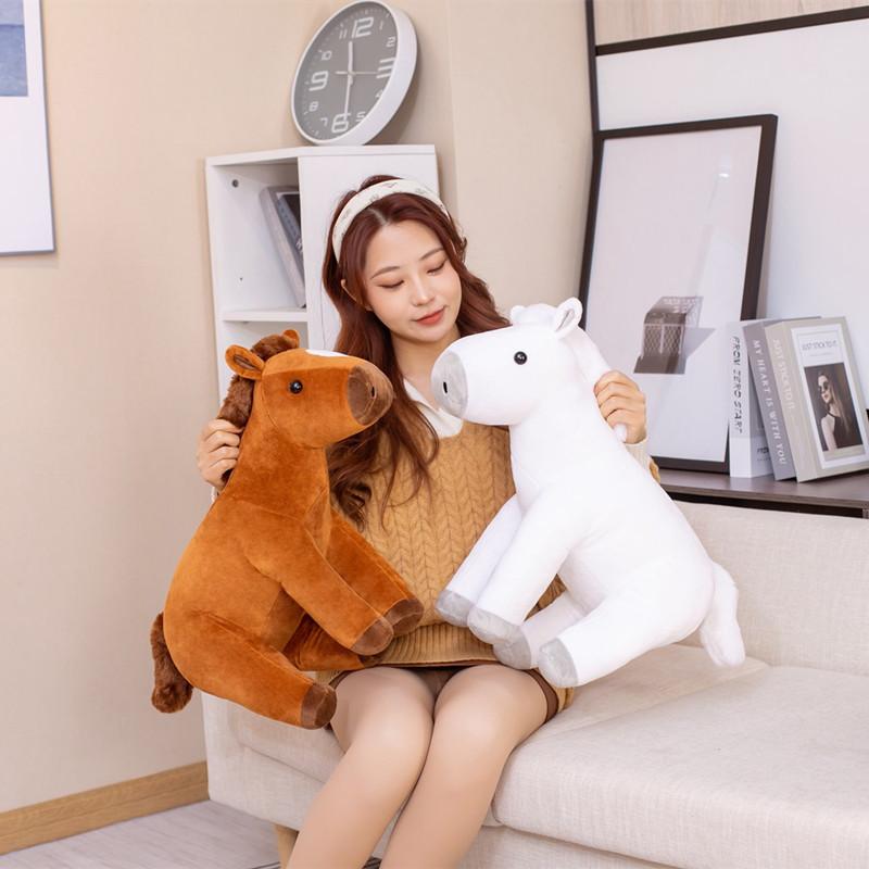Simulation Sweaty Horse Little White Horse Doll Plush Toy Doll Children Sleeping Pony Doll Birthday Gift