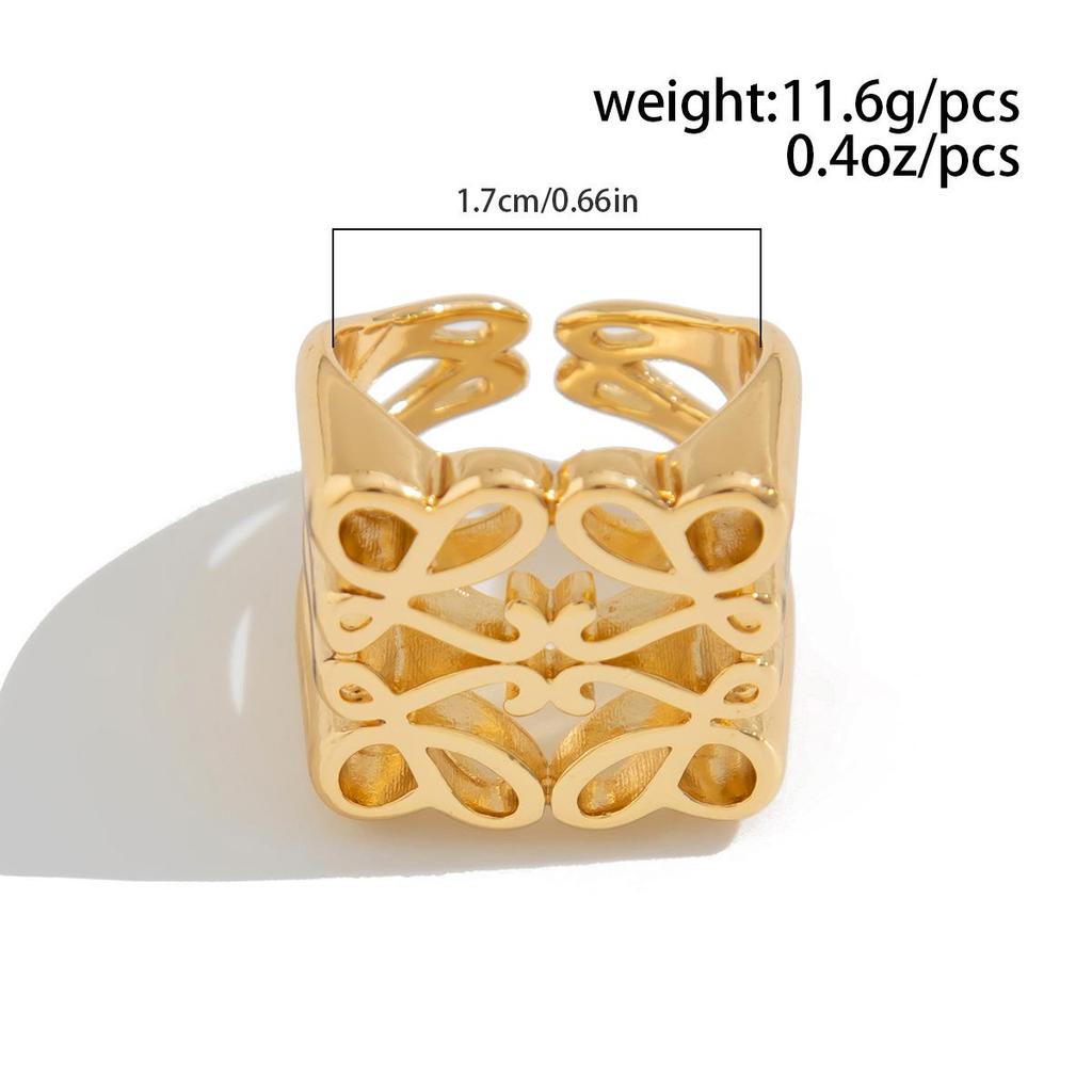 Kalter Wind Legierungsring Unregelmäßig Kreativ Quadratisch Hohl Ringset Neue Mode Persönlichkeit Literarischer Retro-Stil Leichter Luxus Pendler Damenring