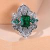 European and American Style, Heavy-duty, Luxurious Emerald Petal-shaped Ring for Women Luxurious, Full-of-diamonds, High-end, and Elegant Dress