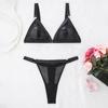 Black mesh splicing buckle-free erotic underwear set, female European and American sexy perspective light pajama set