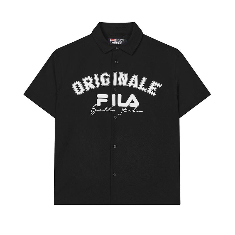 FILA Мужские рубашки-поло Черный воротник-поло Умеренный прямой крой F11M429704FBK 175/96A/L