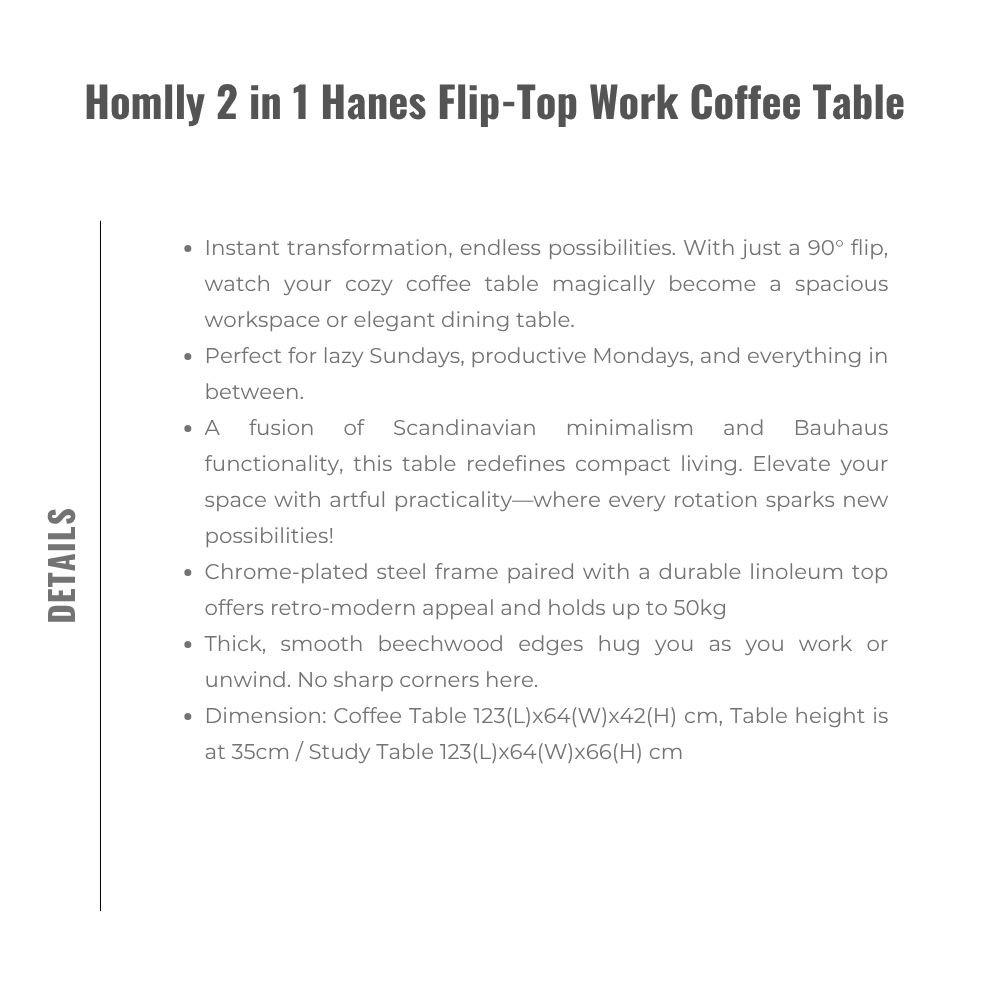 Homlly 2 in 1 Hanes Flip-Top Work Coffee Table