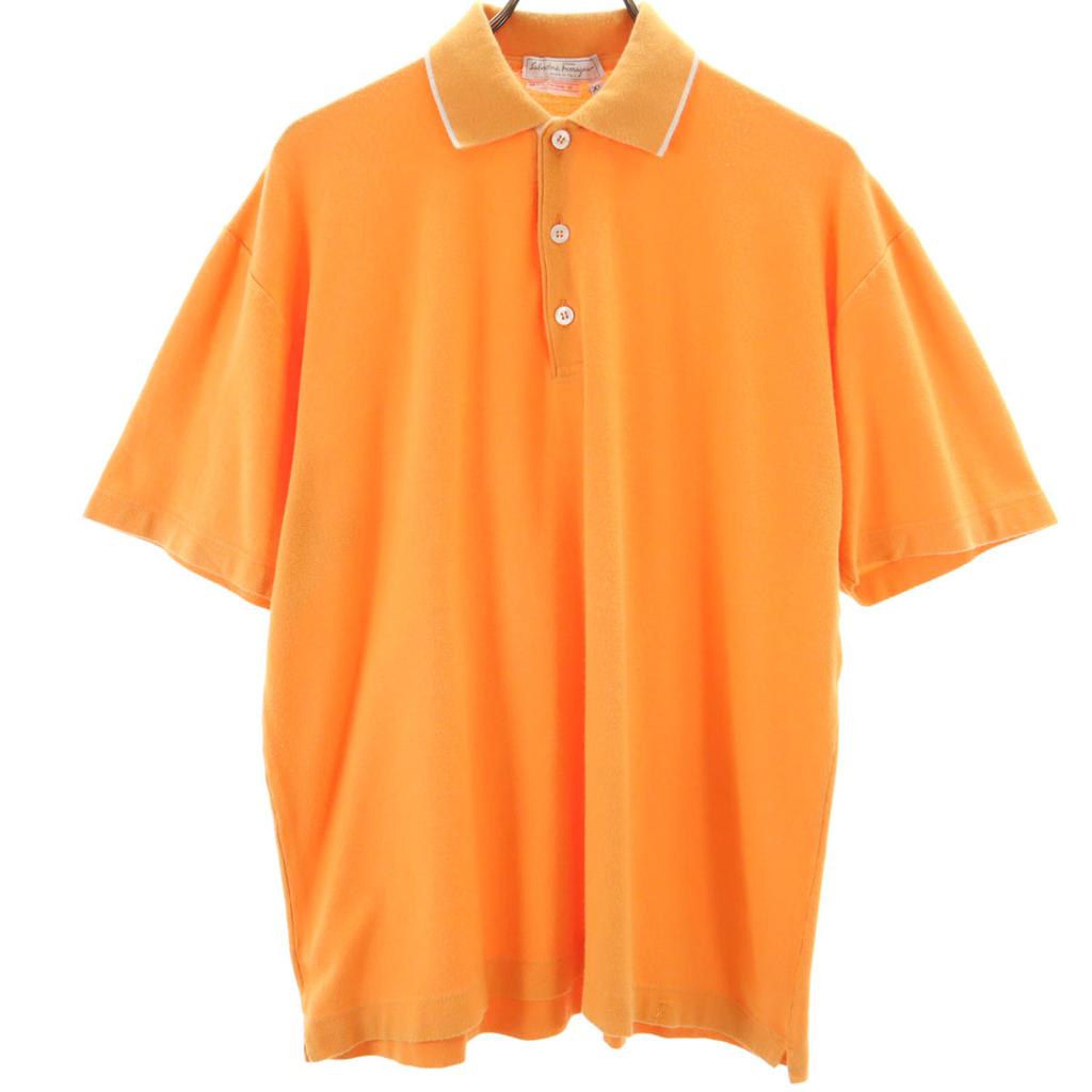 Salvatore Ferragamo Made In Italy Short Sleeve Polo Shirt XL Orange Men's Used