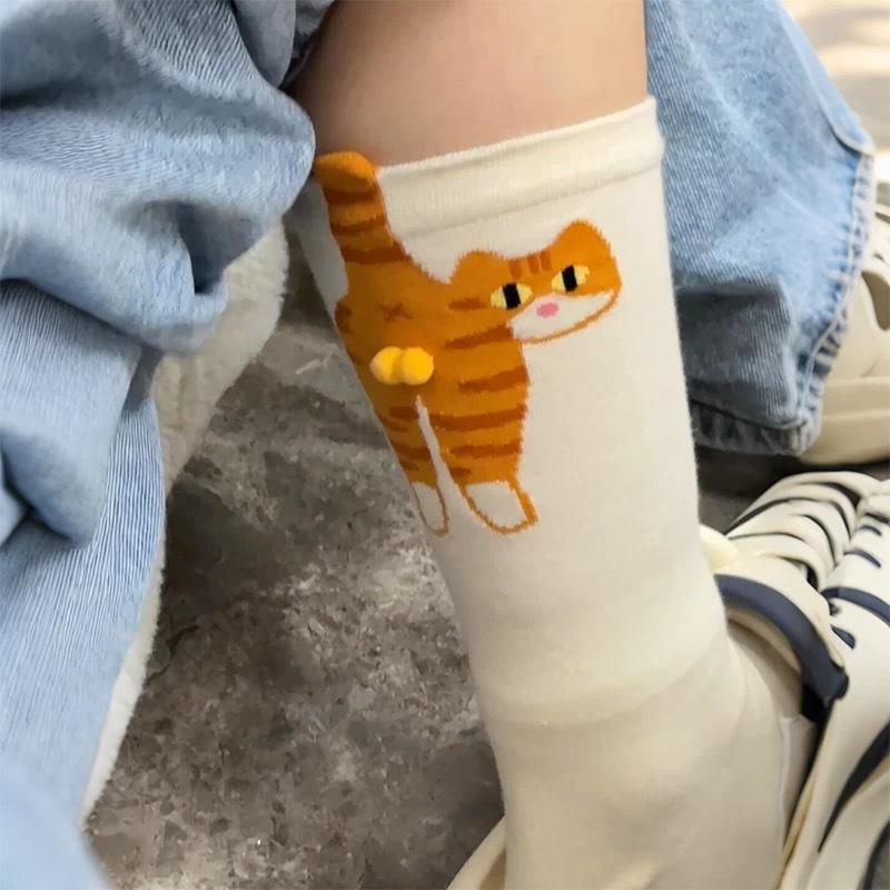 3 Pairs Women's Cat Socks 3D Cat Socks Quirky Socks Spring Autumn and Winter Socks Lot