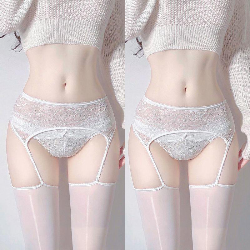 Débardeur en Dentelle de Soie Noire à l'Huile de Cheval Ultra-Doux avec Bas Sexy Hauts sur les Genoux