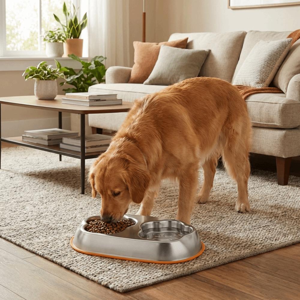 Single/Double Bowl Stainless Steel Cat Bowl Non Slip Pet Drinking Bowl For Dogs Cats