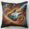 Pillowcase 1Pc, Electric Guitar Melody, Printed Holiday Theme Cushion Cover With Hidden Zipper, Suitable For Sofa, Living Room,