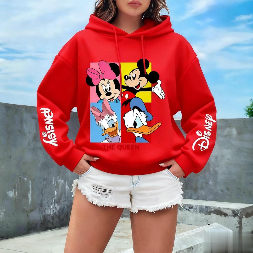 Oversized Vintage Mickey Minnie Disney Print Hoodie Women Men Casual Pullover Sweatshirt Streetwear Spring Autumn New Fashion