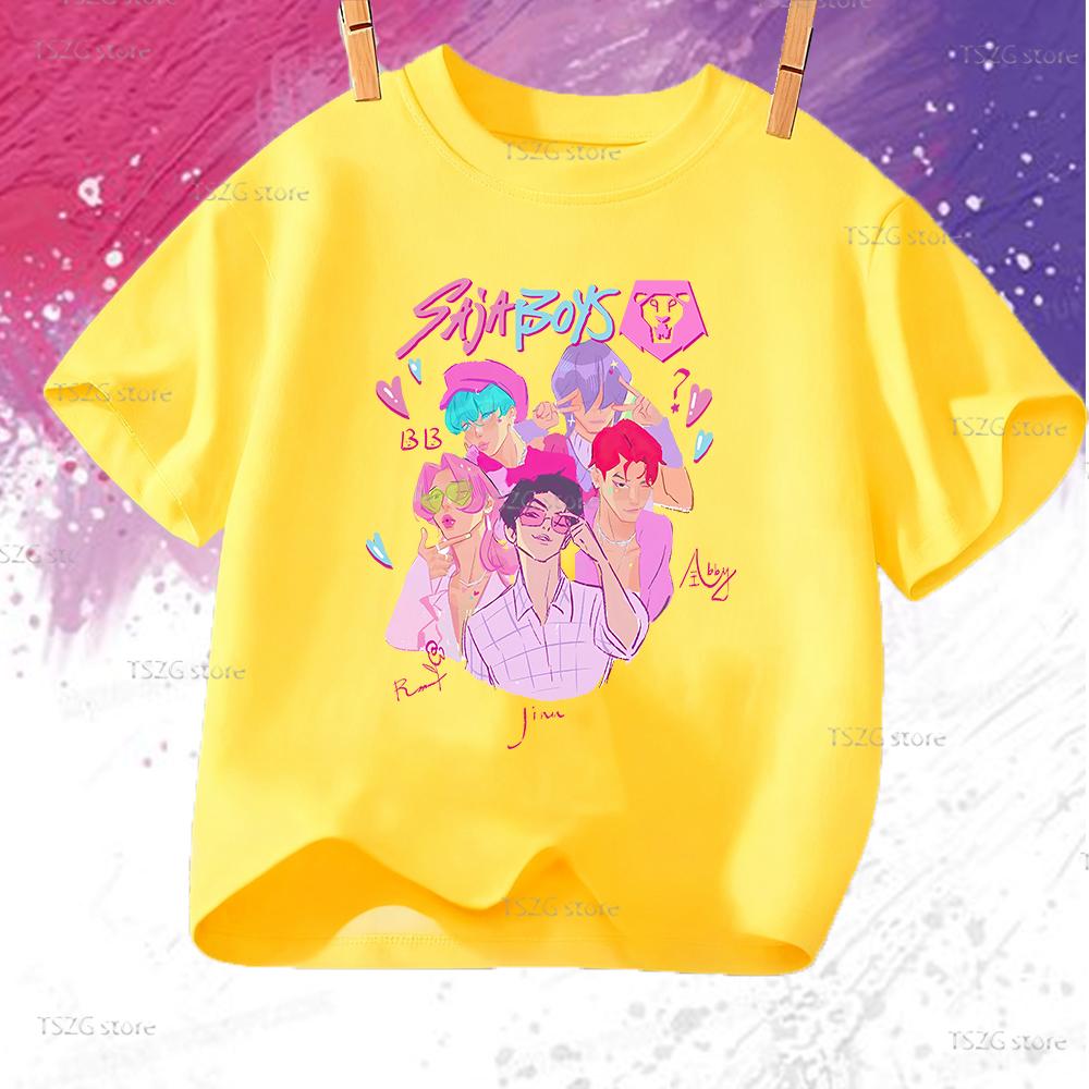Sommer Anime KPop Dämonenjäger Saja Boys Print Kinder T-Shirt Tops Mode Kinderkleidung Kurzarm Fans Geschenk T-Shirt