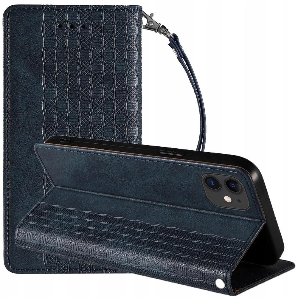 Magnet Strap Case Etui Do Iphone 12 Cover Wallet + Mini Lanyard Charm Blue