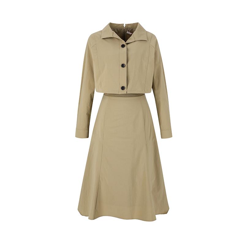 SOUP Shirt Collar Two-In-One Casual Dress (Sz9Op80)
