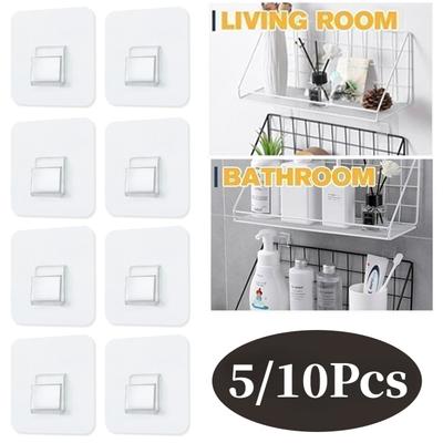 5/10 pçs ganchos de parede transparentes forte auto adesivo cozinha banheiro ganchos de armazenamento cabides ventosa carga pesada gancho titular rack