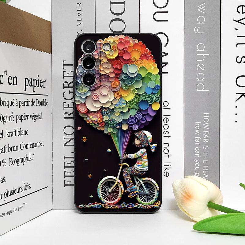 Cute Girl Boy Bicycle Balloon Couple Phone Case for Google Pixel 9A 8A 7A 6A 6 7PRO 8 9 Pro XL 5G Shockproof Silicone Soft Cover