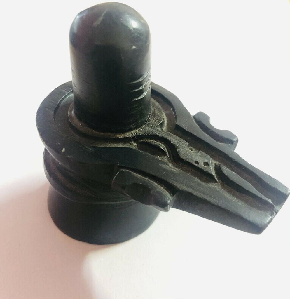 Handmade Black Stone Shivling, Hindu God Shiva Lingam Pooja (3 Inch)