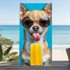 Asciugamano da Spiaggia Divertente con Ghiacciolo Chihuahua, Morbido Microfibra Asciugatura Rapida, Asciugamano da Bagno Sovradimensionato, Carina Coperta Estiva per Piscina
