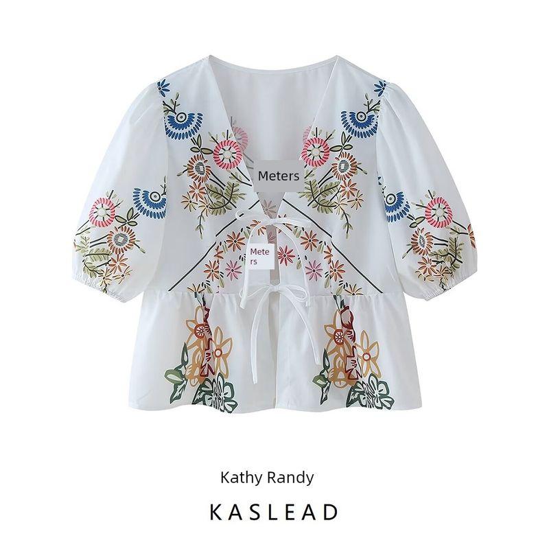Kaslead New Arrival Women's Clothing Fashion Style Fashion Casual Minimalist All-Matching Printed Short Sleeve Shirt Top