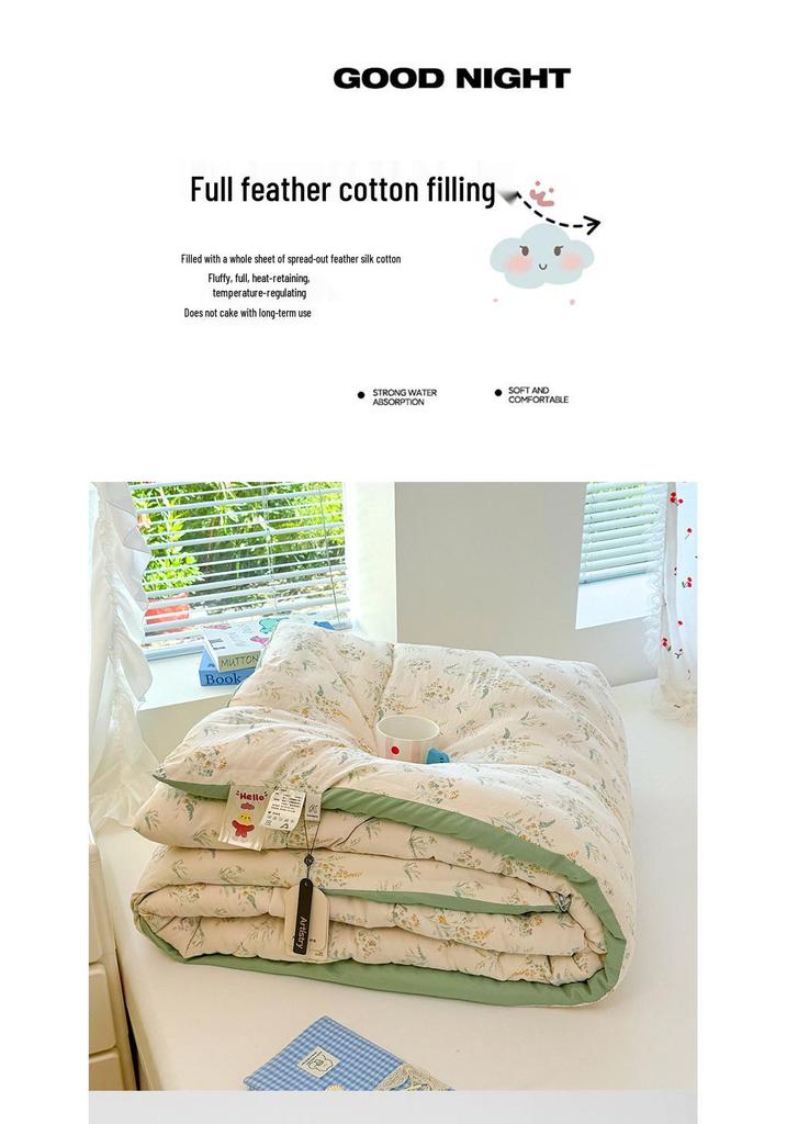 Class A Double-layer Gauze Washed Cotton Quilt - Thickened and Warm for Winter and Spring (3-4 lbs) Single Quilt Core