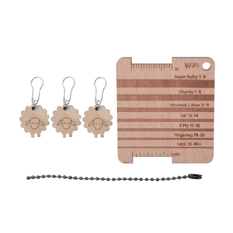Knitting Needle Gauge Knitting Yarn Gauge Knitting Ruler Wood Knitting Gauge Tool Set for Beginner and Professional