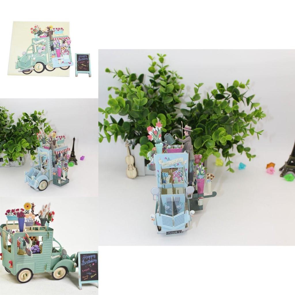 Beautifully Detailed 3d Mother's Day Card For Mum With Flower Van Theme