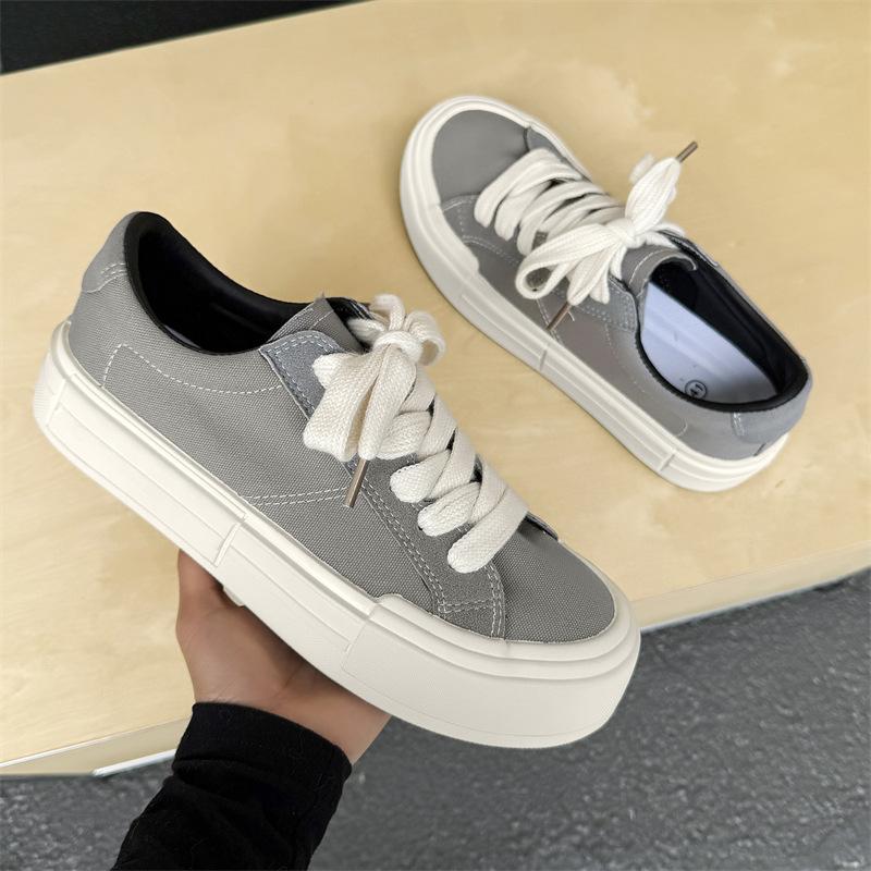 

AFANTING platform casual shoes four seasons new round head niche design board shoes men s versatile canvas shoes bread 44 сірий колір