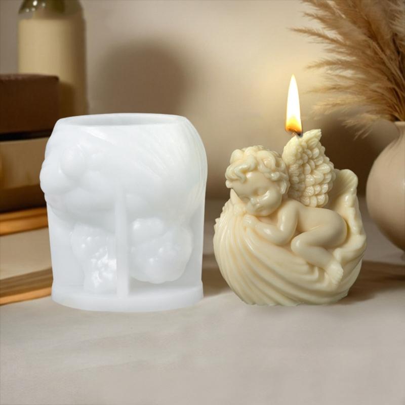 Flexible Angel Rose Scented Candle Silicone Mold And Shell Angel Scented Stone Craft Kit For Home Decors