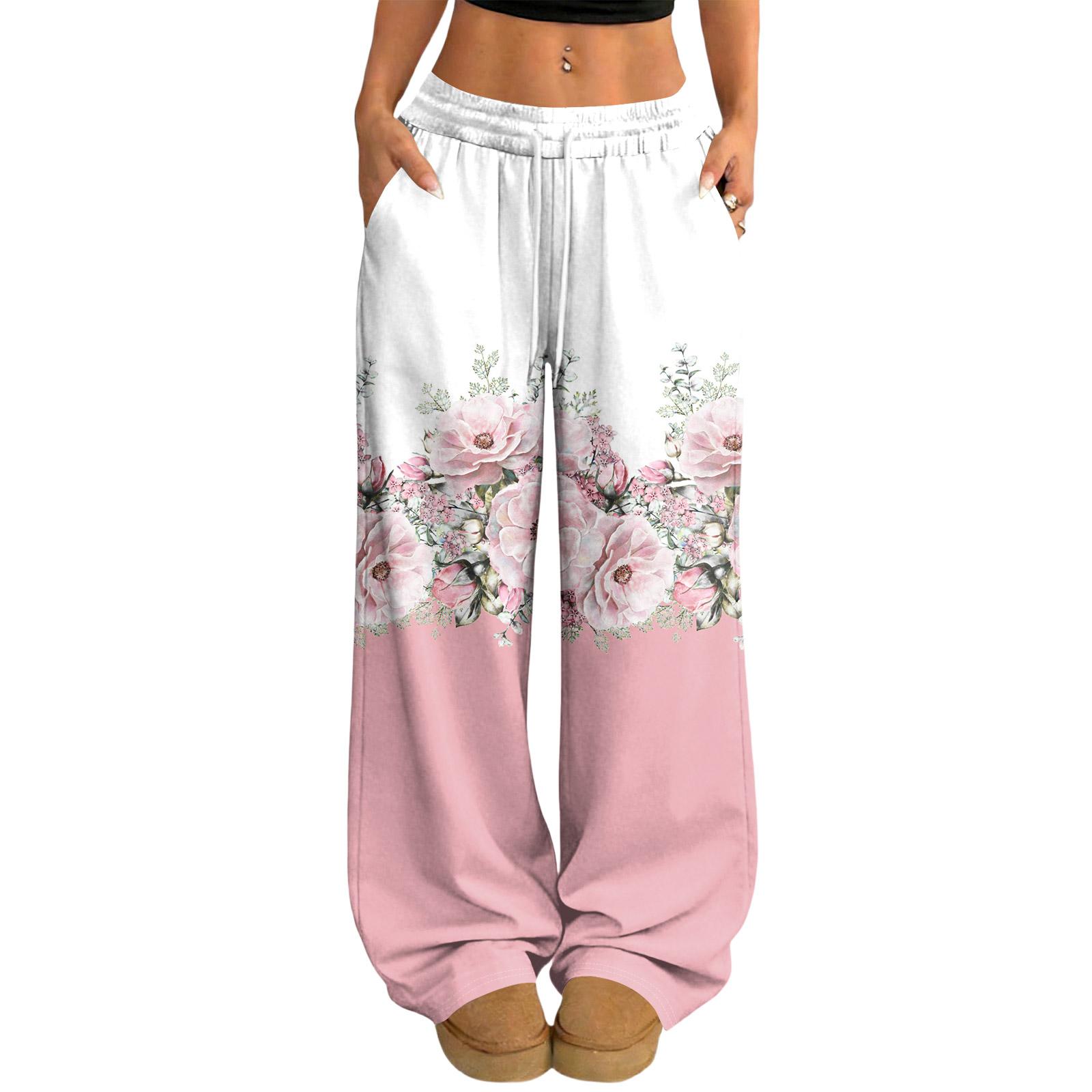 

Women s Casual And Fashionable Elastic Waist Loose Wide Leg Pants XXL рожевий