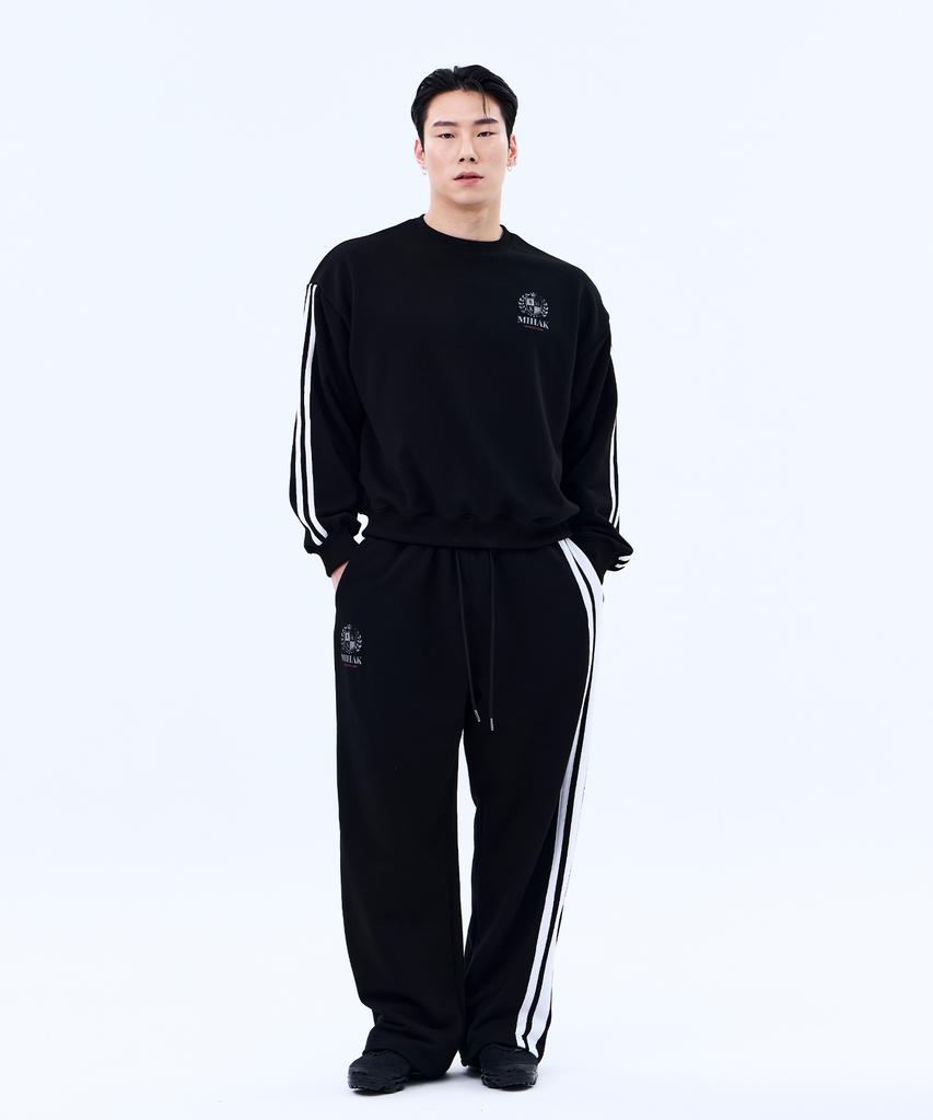 Mihag Ivy League Track Line Wide Pants (Black)