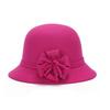 Women Retro Flower Bowler Hat Solid Color Cap for Party Prom Cocktail Travel