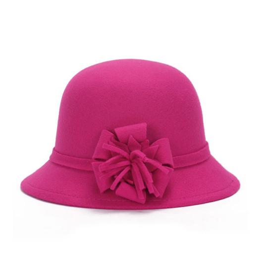 Women Retro Flower Bowler Hat Solid Color Cap for Party Prom Cocktail Travel