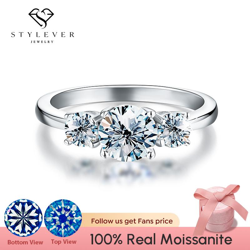 

Stylever блестящие 1CT D цвет муассанит бриллиантовые обручальные кольца для женщин оригинальные ювелирные изделия из стерлингового серебра 925 пробы класса люкс