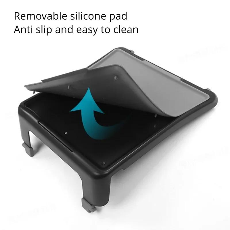 For Tesla Model 3 Y Center Console Tray Storage Simple Dining Plate Bin Desk Table with Silicone Mat Organizer Holder Storage