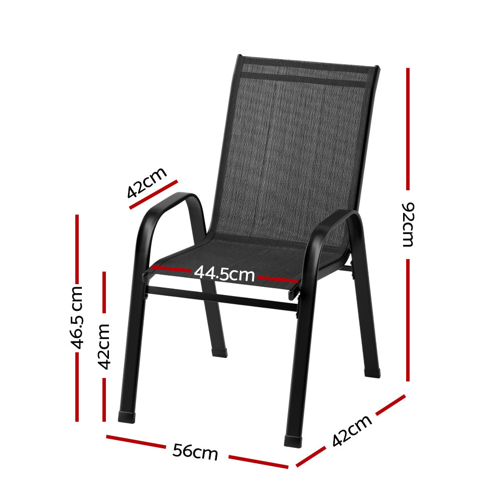 Patio Chairs Gardeon 4X Outdoor Stackable Chairs Lounge Bistro Set Patio Furniture