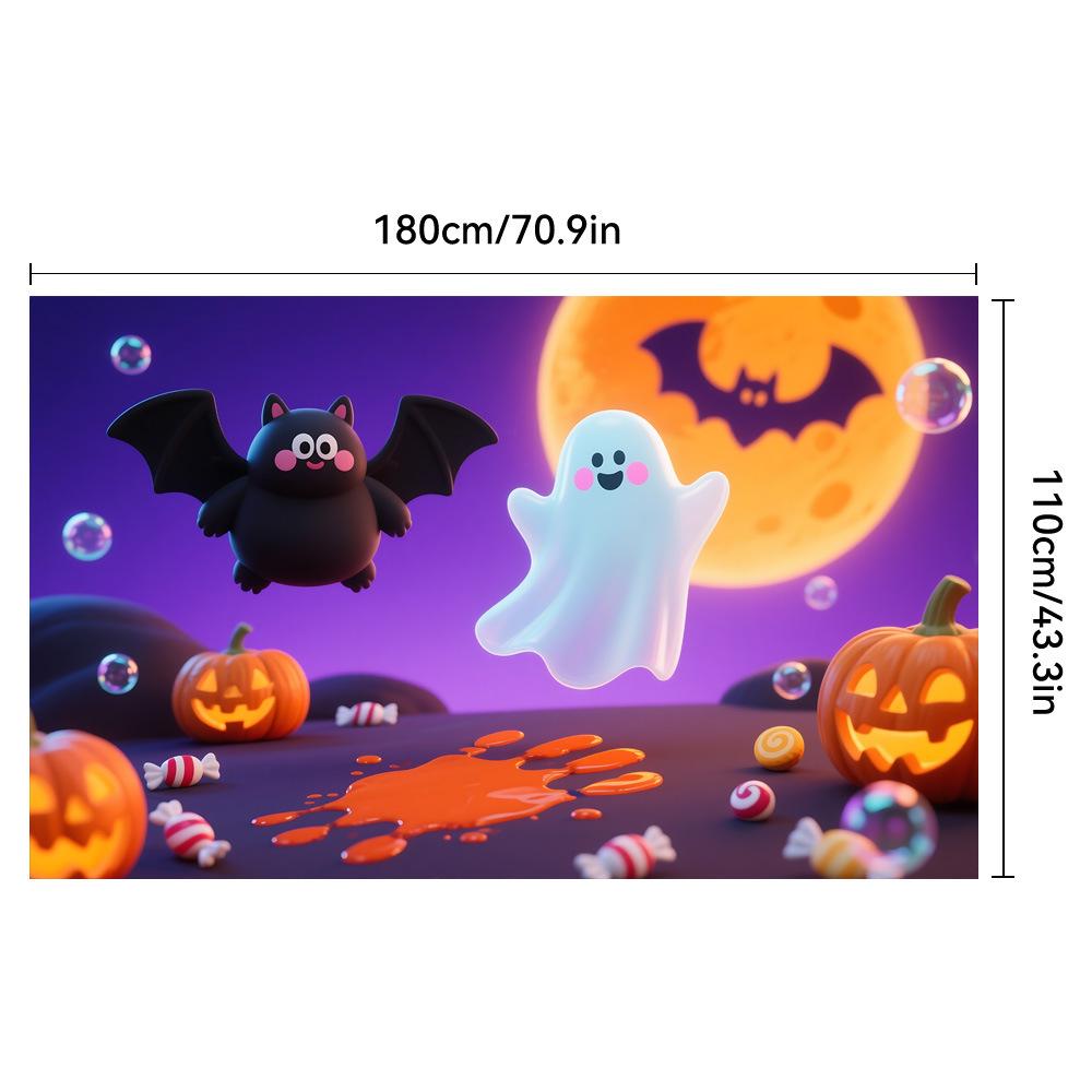 1pc Cute Scary Halloween Party Backdrop Ghost Pumpkin Skull for Halloween Party Decoration Dustproof Banner Photo Background