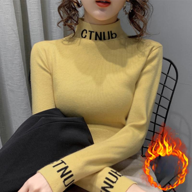 Half Turtleneck German Velvet Base Shirt for Women In Autumn and Winter Double-sided Thickened Warm Long-sleeved Top for Women