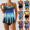 The New Tankini Colorful Print Is Loose To Cover the Belly and Add Fat To Increase the Conservative Swimsuit.