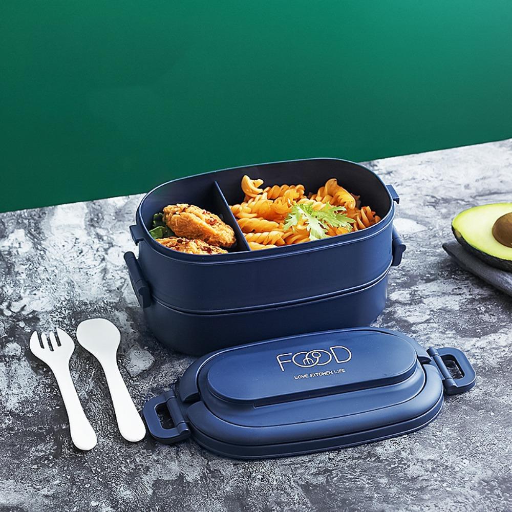 

Tableware Portable Multi Layer Lunch Box Square Japanese Style Fruit Salad Lunchbox Cute Solid Color Food Container Women темно-синий