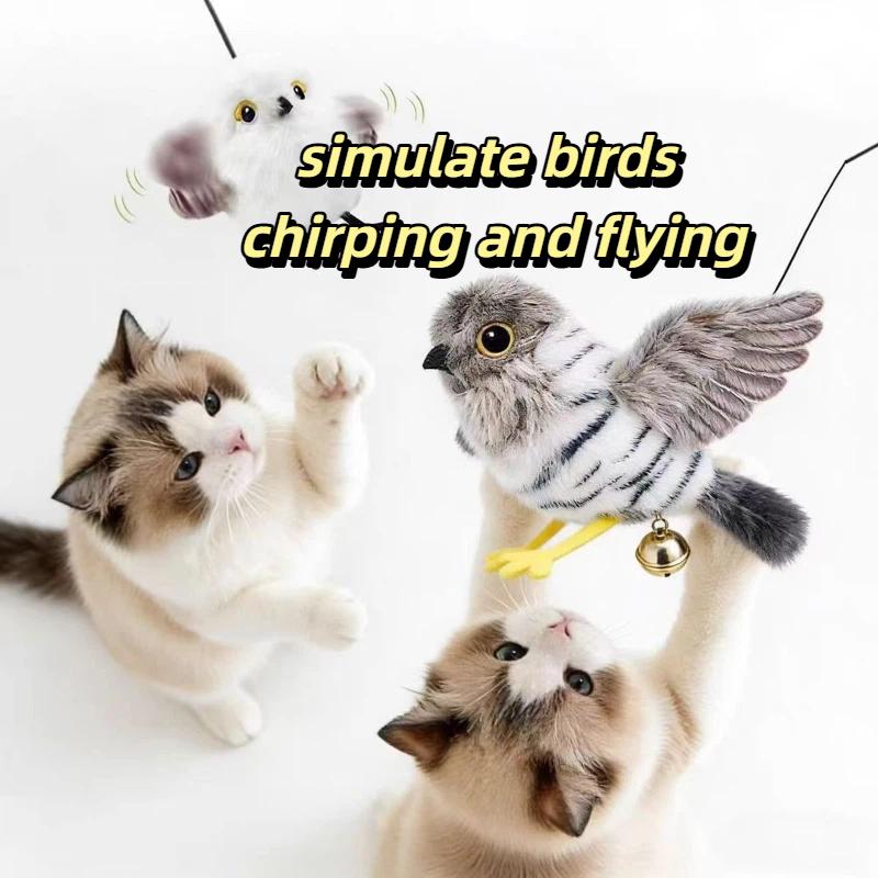 Bird Automatic Cat Toy Simulation Bird Chirping Flying Cat Interactive Toy Usb Charging Touch Activated Pet Toy Cat Accessories