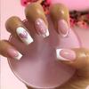24 Pcs Medium Length Acrylic Nail Heart Full Cover Stick On Nail Festival False Nail French Tip Press On Nail