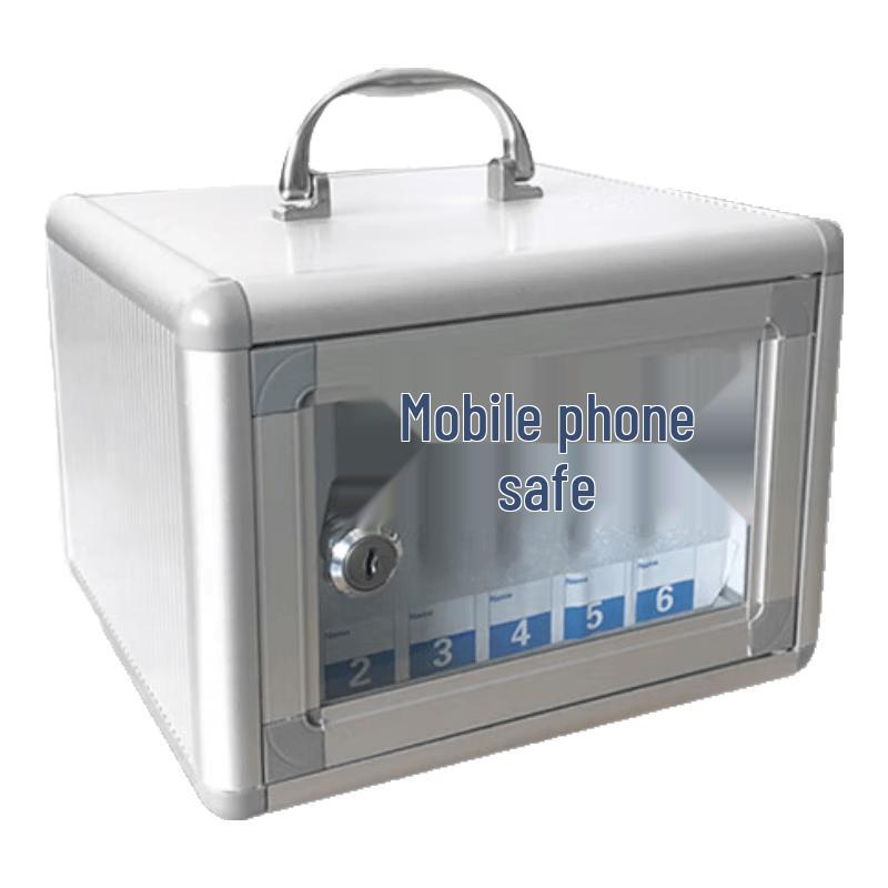 Wanpudun Aluminum Alloy Lockable Mobile Phone Storage Box 6 Slots