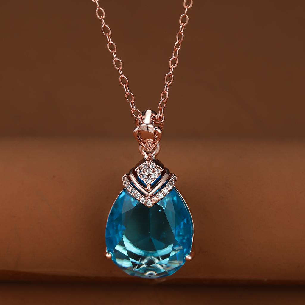 European and American Hot Selling Pear Shaped Necklace with Stone Droplets Simple and Personalized
