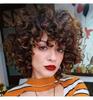 Perucă ondulată scurtă sintetică, ondulată africană, perucă mare, perucă din fibre de temperatură înaltă, pentru femei, petrecere zilnică
