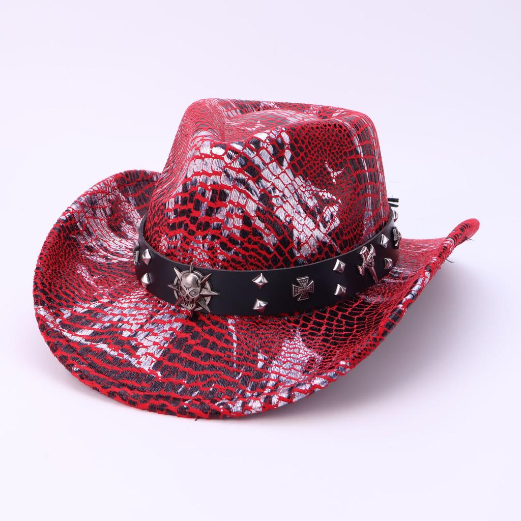 Temu Classic Crocodile Pattern Western Cowboy Hat Men'S And Women'S Curved Brim Top Hat