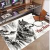 Wolf Theme Soft Crystal Velvet Rug Custom Name & Text Print Non Slip Floor Rug for Bedroom Living Room