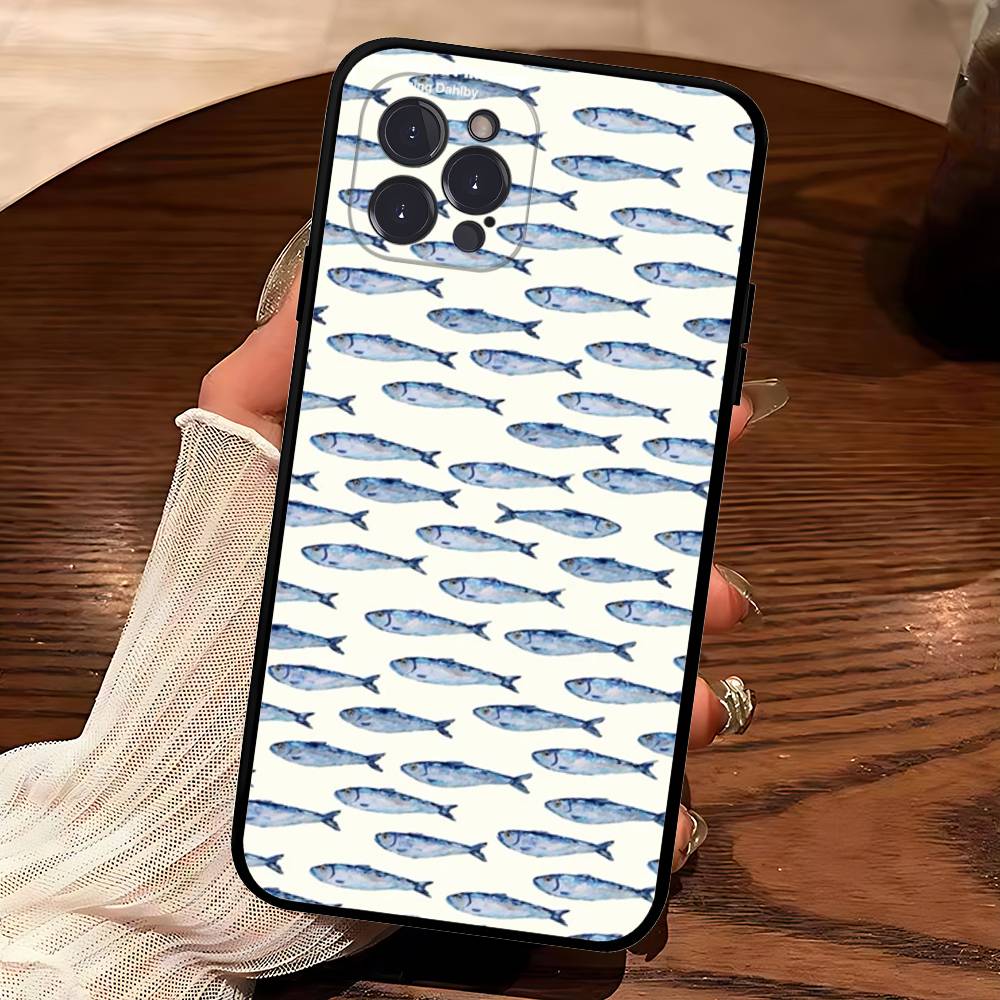 

Sardines Retro Art Seafood Soft Back Phone Cover Case For IPhone 17 16 Pro Max 15 12 11 16e 13 Mini 14 15 Plus iPhone 12 pro