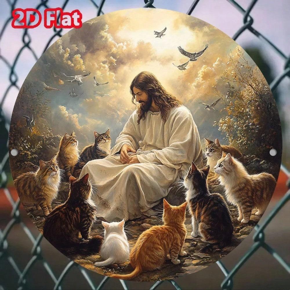 3D Tinplate Cross Religious Wall Art, Devotional Metal Decor, Flat 2D Picture Home Gift