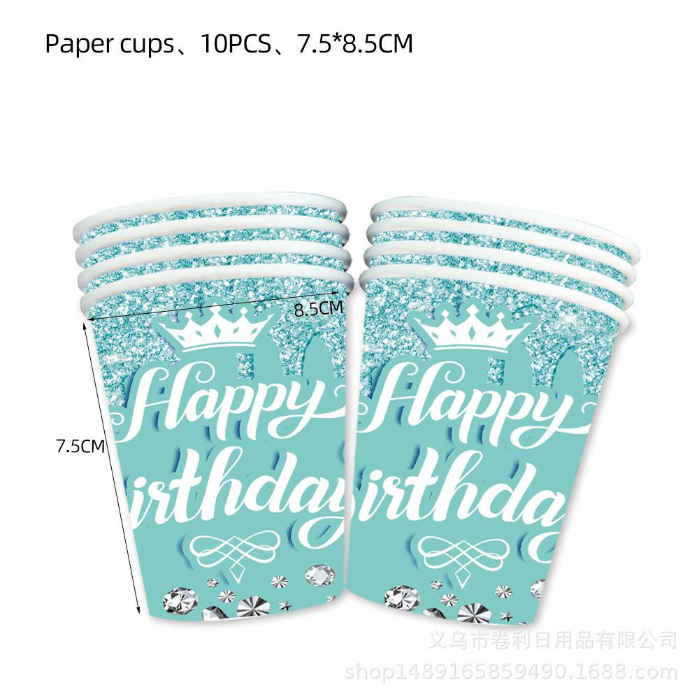 Diamond Themed Birthday Party Supplies Birthday Decorations Purple Pink Blue Tiffany Decorated Balloons Paper Plates Cutlery