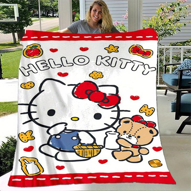 1pc. Hello Kitty Cute Cartoon Print Blanket - Perfect for Home, Office, Outdoor Use, Gift Idea, Suitable for Al